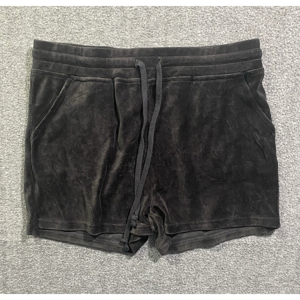 Fashion Nova Womens Black Velour High Rise Drawstring Shorts Size XL NWT